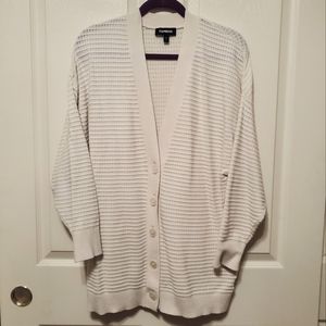 Express Cream Dolman Quarter Sleeve Button Cardigan Size M